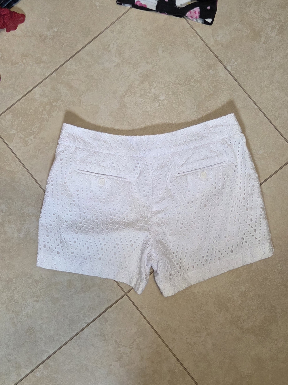 Saint Tropez West White Eyelet High-Waist Shorts, Size 8